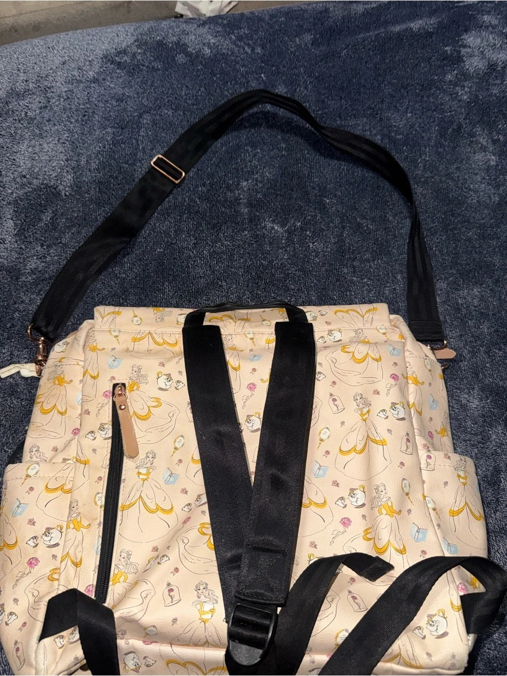 Petunia Pickle Bottom Beige Disney Princess Print Baby Bag